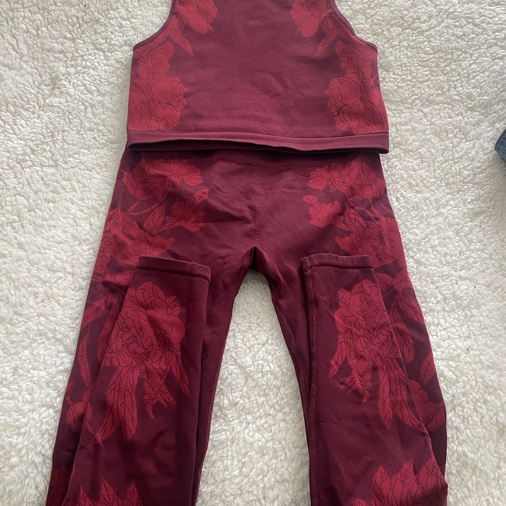 Burgundy Floral Activewear Set